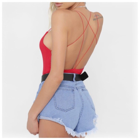 Tops - LAST M❤️Sexy straps criss cross open back bodysuit